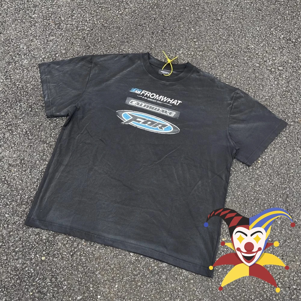 

Мужская и женская футболка с коротким рукавом, потертая Повседневная футболка с изображением старого слогана и дальнего архива