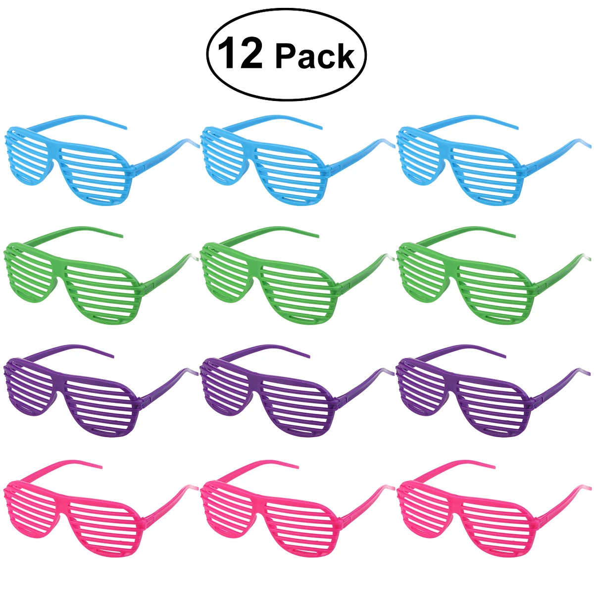 

TINKSKY 12 Pairs of Fashion Plastic Shutter Shades Glasses Sunglasses Eyewear Club Party Cosplay Props (Mixed Color)