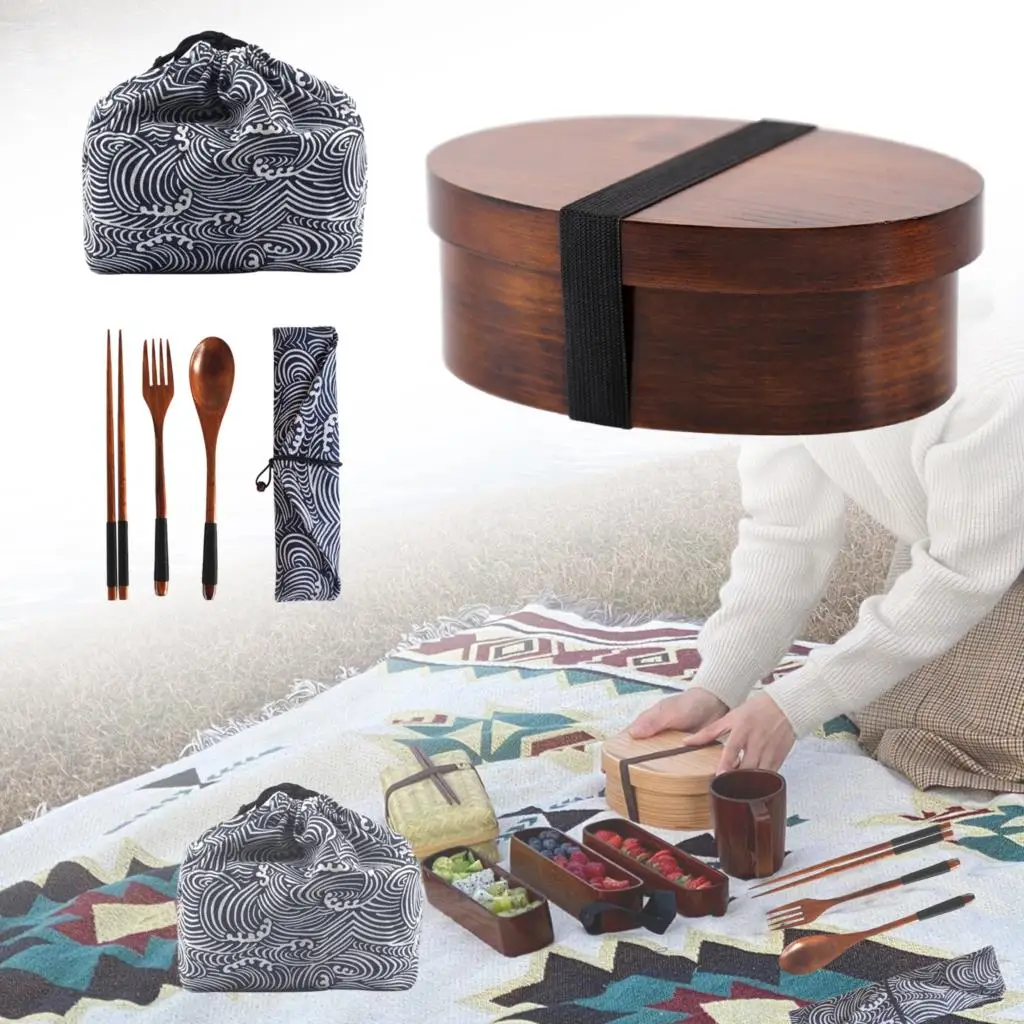 Деревянный семейный Ланч-бокс для детей японский пищевой контейнер пикника