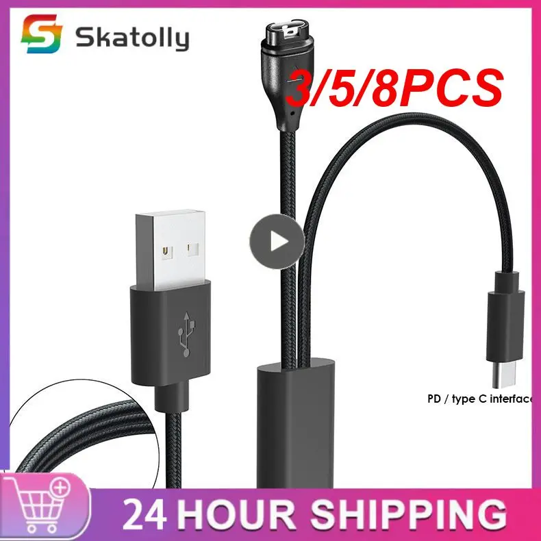 

3/5/8PCS Charging Cable Cable For Garmin Black Cable Charger Dual Charging Design Independent Opp Bag Two-in-one Watch Charger