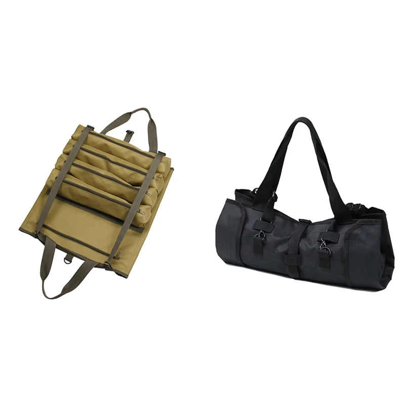 

Tool Roll Up Bag, Compact Tool Roll Pouch With 5 Zipper Pockets Tool Organizer Carrier Bag For Outdoor
