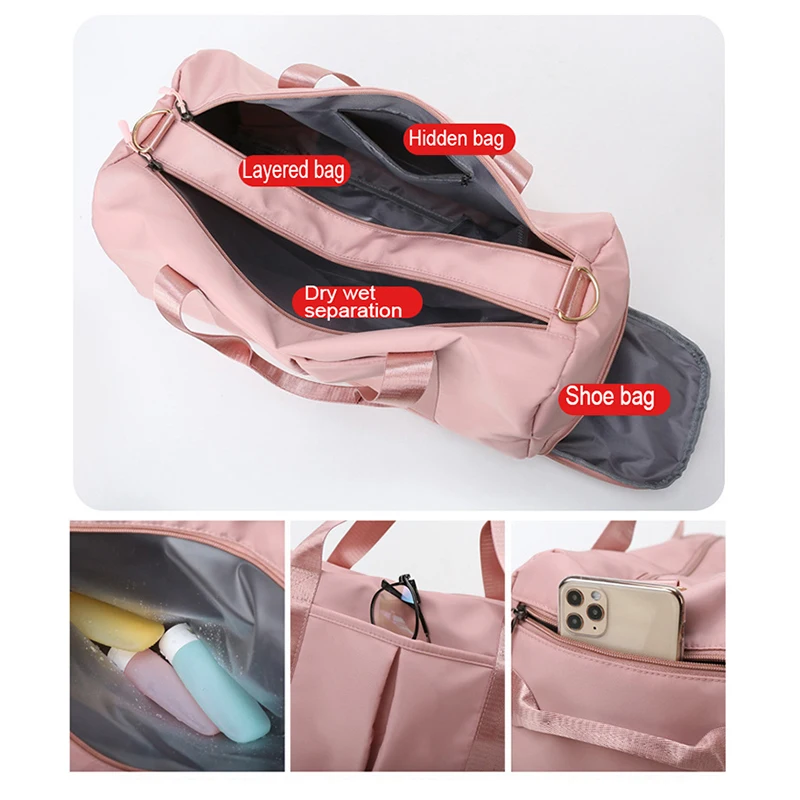 30L Fitness Travel Backpack, Waterproof Luggage Bag With Independent Shoe Bags, Rucksack for Hiking, Camping