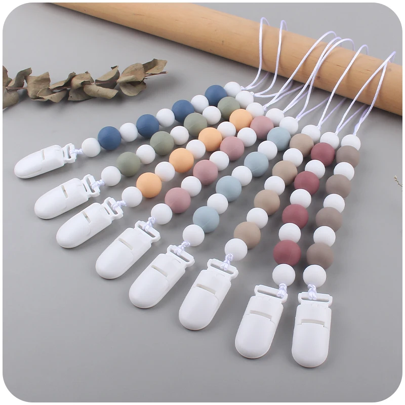 

Baby Silicone Beads Pacifier Holder for Infant Nipple Soother Chain Clips DIY Dummy Chain Baby Teething Toy