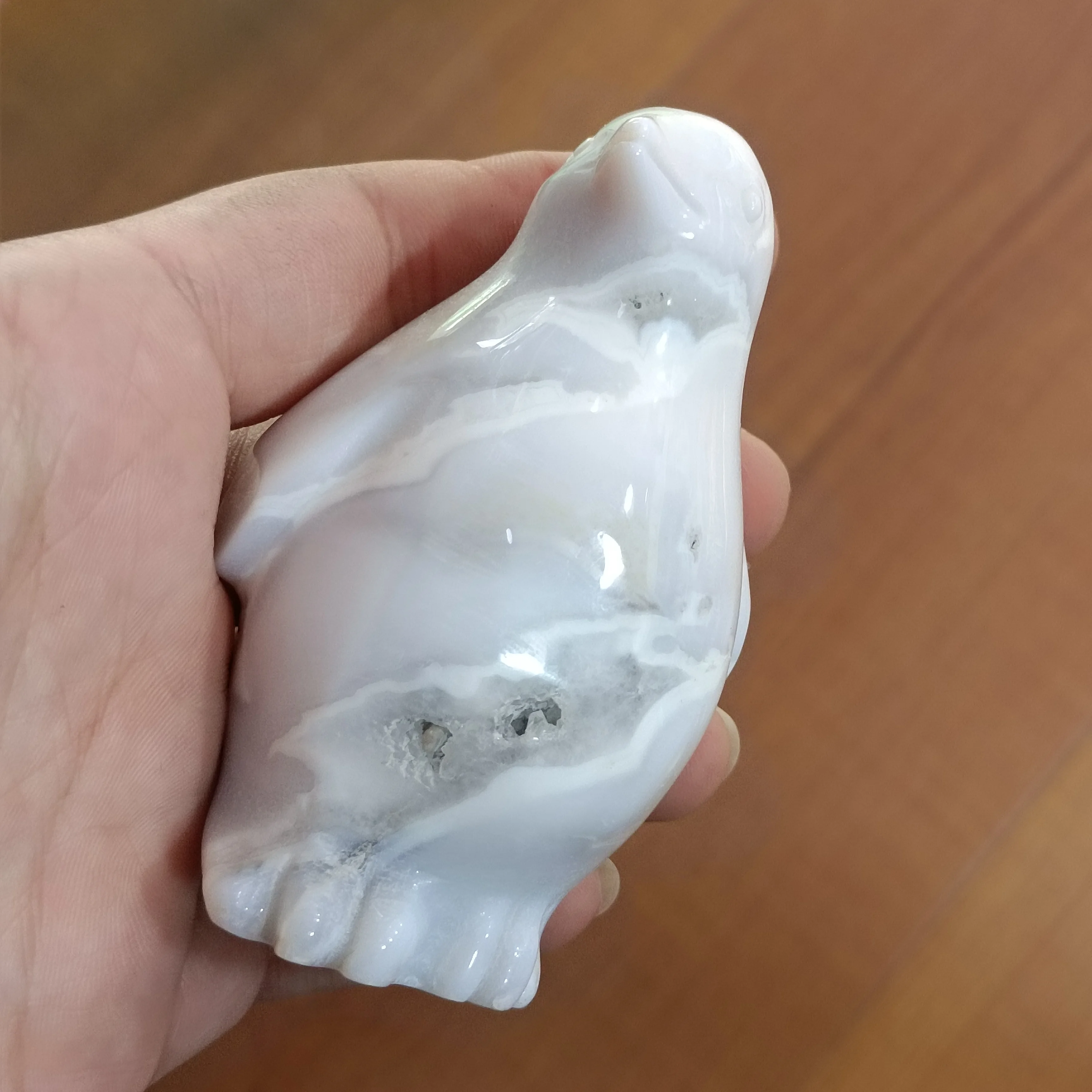 

7-8cm 1pc Natural White Agate Crystals Carving Penguin Stone Quartz Geode Animal Reiki Healing Figurine Crafts Toy Gift Decor