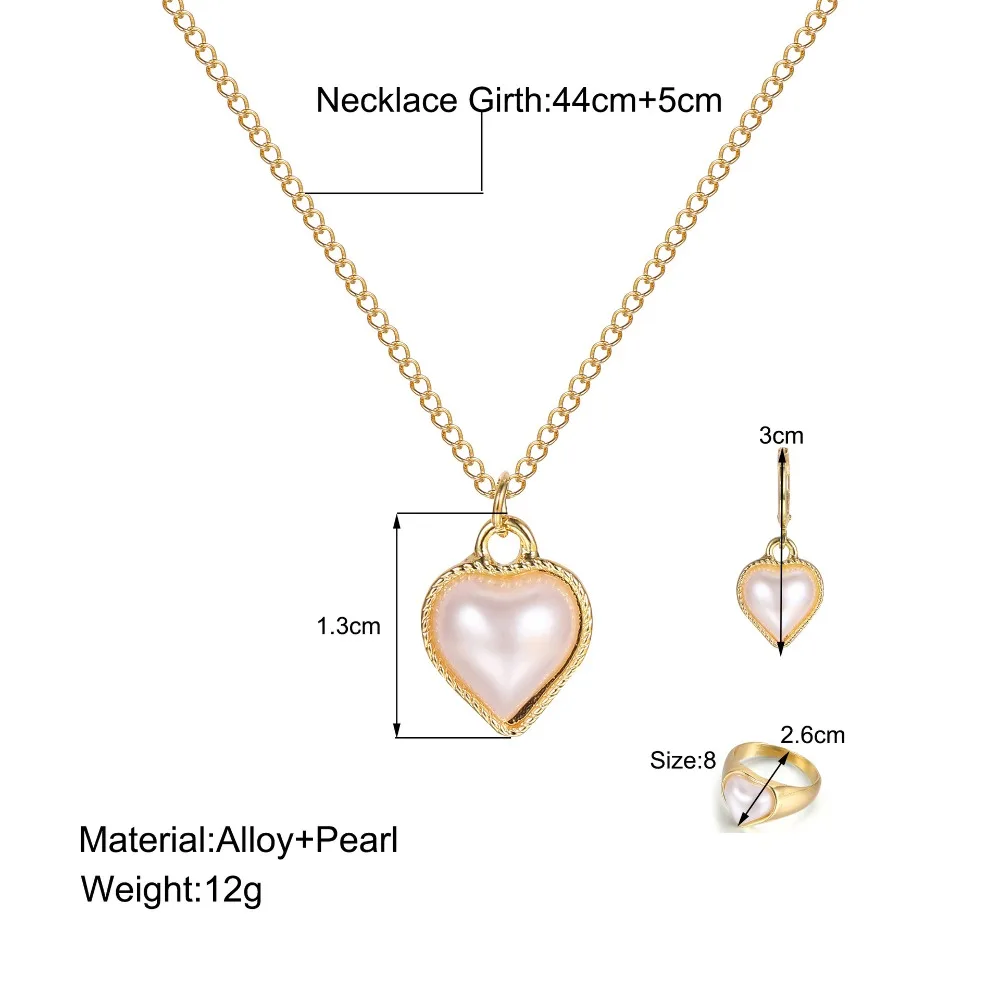 Набор ювелирных изделий из 3 предметов с жемчугом популярный Золотой/Серебряный