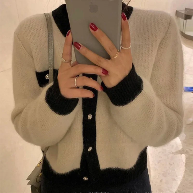 Свитер на пуговицах со свежим жемчугом кардиган женский винтажный светский