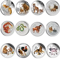 australia twelve zodiac metal crafts collection chinese style year of the tiger silver 1 oz painted commemorative coins