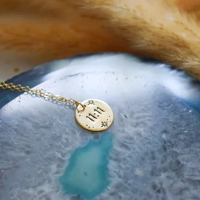 Женское круглое колье из нержавеющей стали с цифрами ангела значимое цифровое