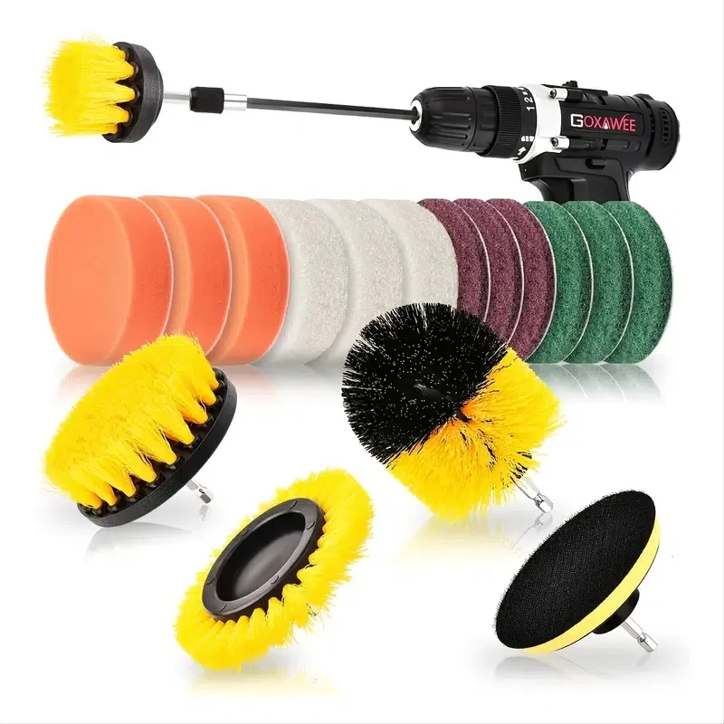 

Drill Brush Attachments Set, Scrub Pads & Sponge, Buffing Pads, Power Scrubber Brush With Extend Long Attachment, Car Polishing