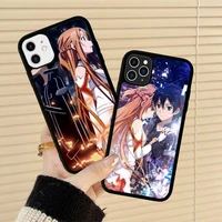 sword art online kirito and asuna phone case silicone pctpu case for iphone 11 12 13 pro max 8 7 6 plus x se xr hard fundas