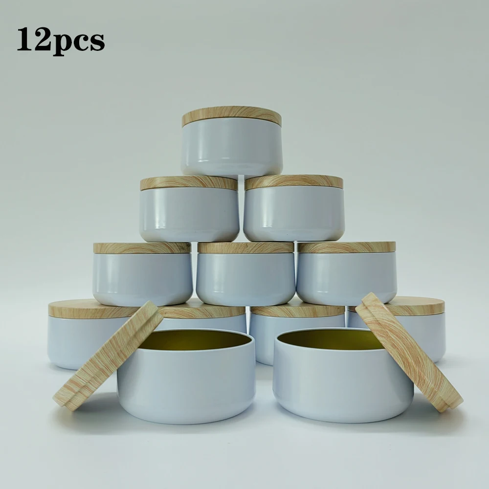 New 6oz Candle Jars with Lid Bulk Round Candle Container Tins Empty Storage Box for DIY Salves Skin Care Beauty Sample Wholesale