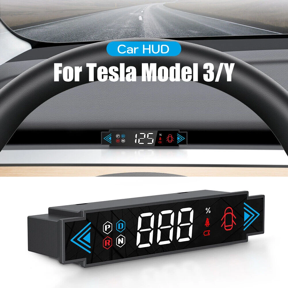 

1pc For Tesla Model 3/Y 2019-2023 Car HUD Head Up Display LCD Display Speedometer With Real-Time Driving Data 87.5x22x17.8mm