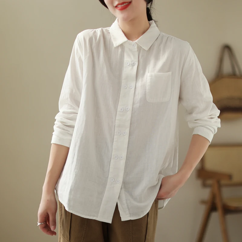 Женская рубашка с отложным воротником Повседневная блузка свободного покроя