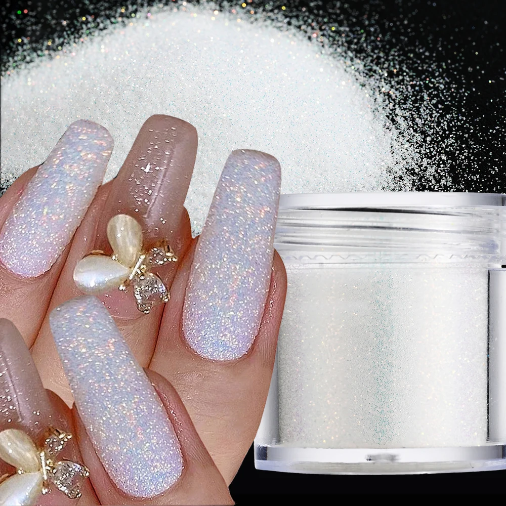10 г/бутылка белый переливающийся Опаловый блеск для ногтей ультра мелкий сахар