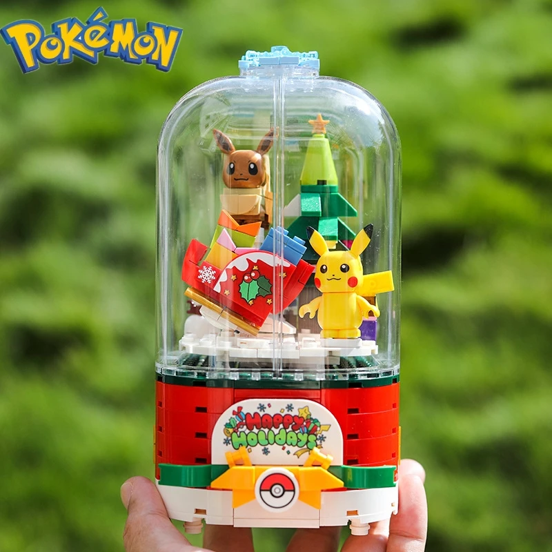 

Pokemon Pikachu Music Box Christmas Gift Cartoon Animation Eight Tone Box Assembled Building Block New Year Gifts For Children