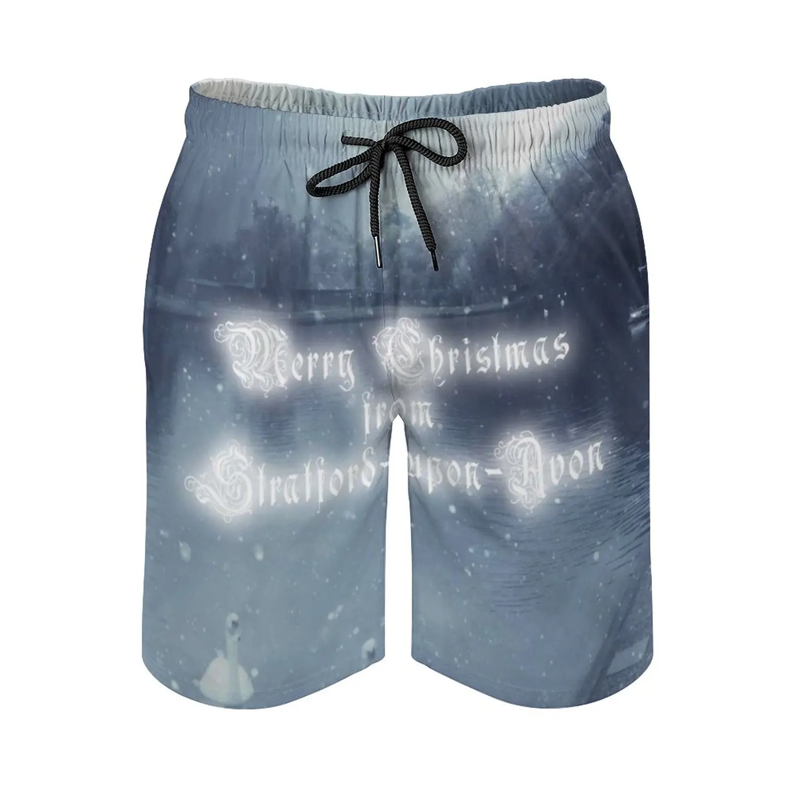 

Stratford In The Snow Men's Swim Trunks Quick Dry Volley Beach Shorts With Pockets For Men's Stratford Upon Avon Snow Cristmas