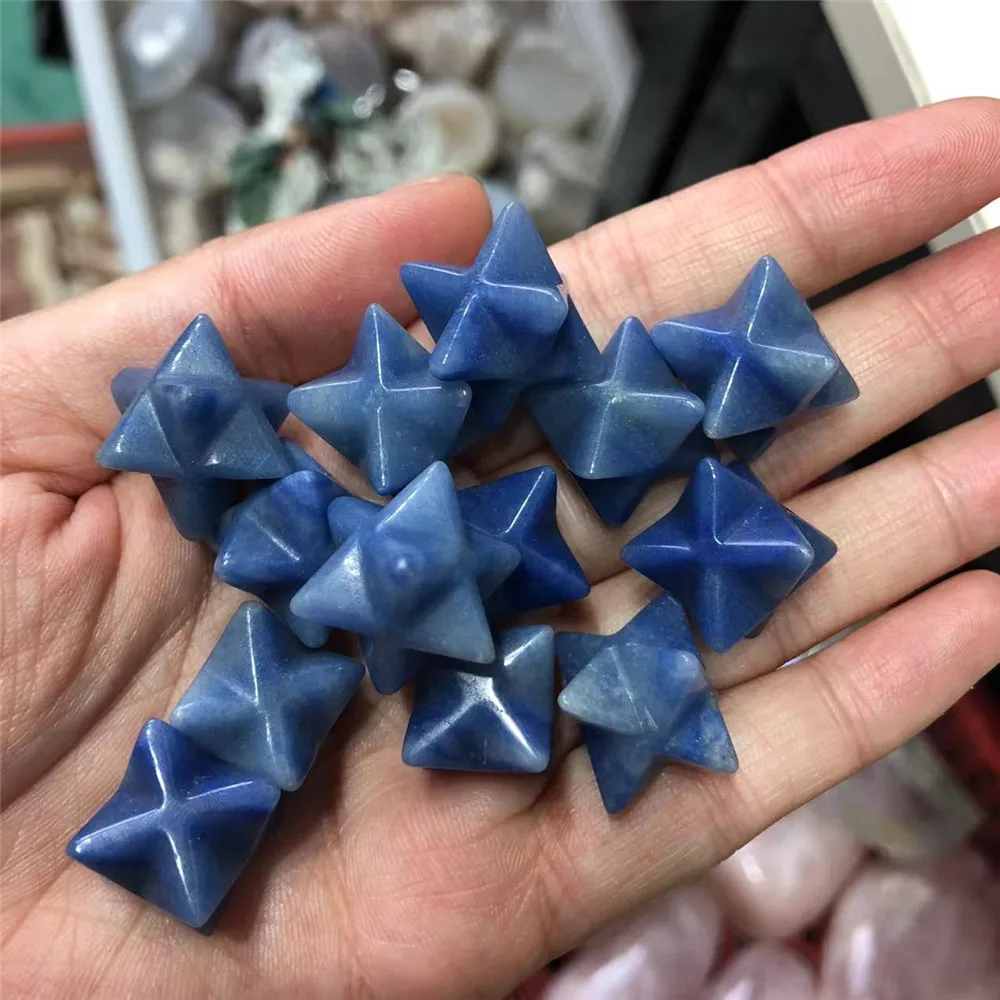 

Natural crystal crafts blue aventurine merkaba star chakra stones for SOUVENIR
