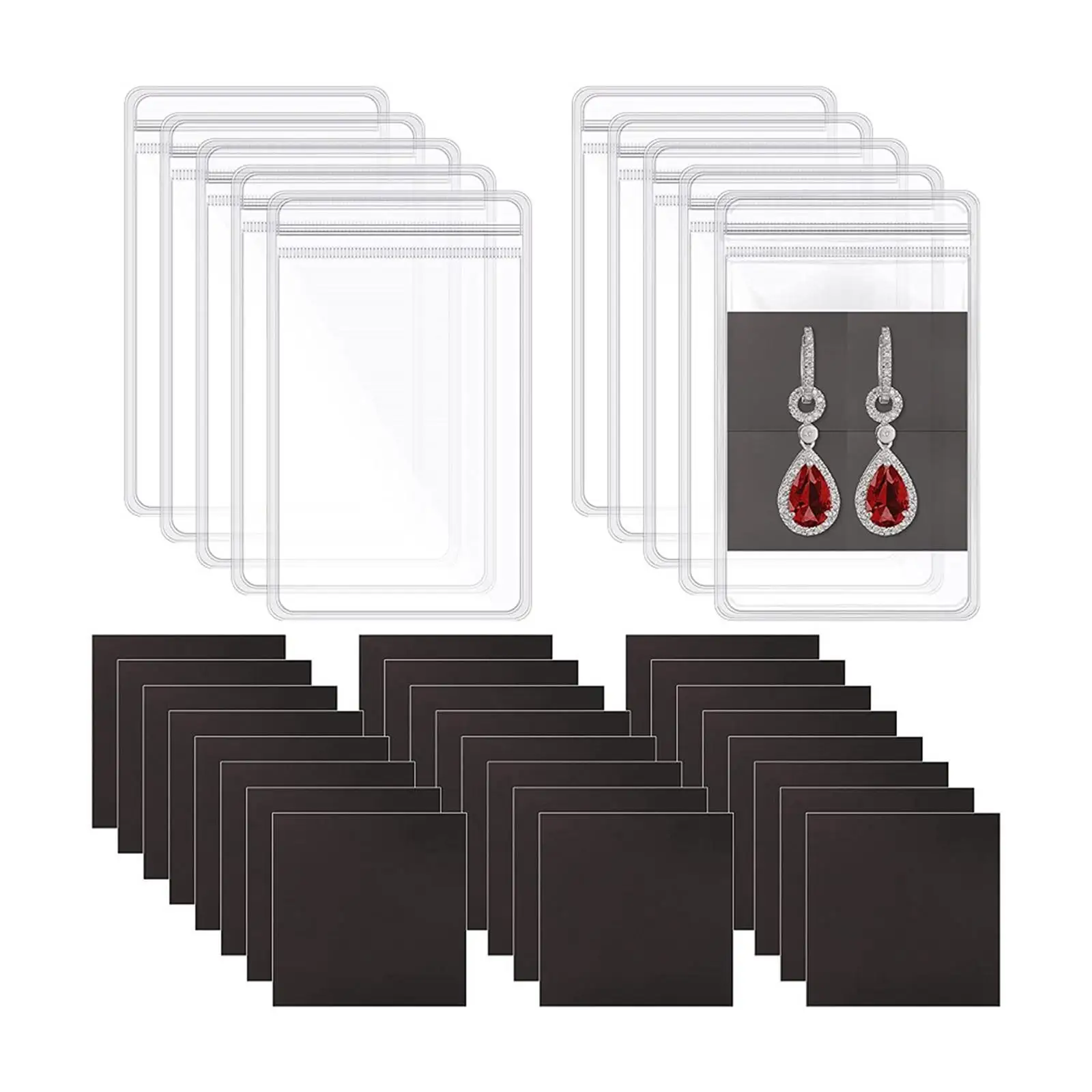 

Пластиковые мешки для ювелирных изделий, наборы 100 шт. прозрачных пакетов с полосками для защиты от потускнения, для хранения конфет, ювелир...