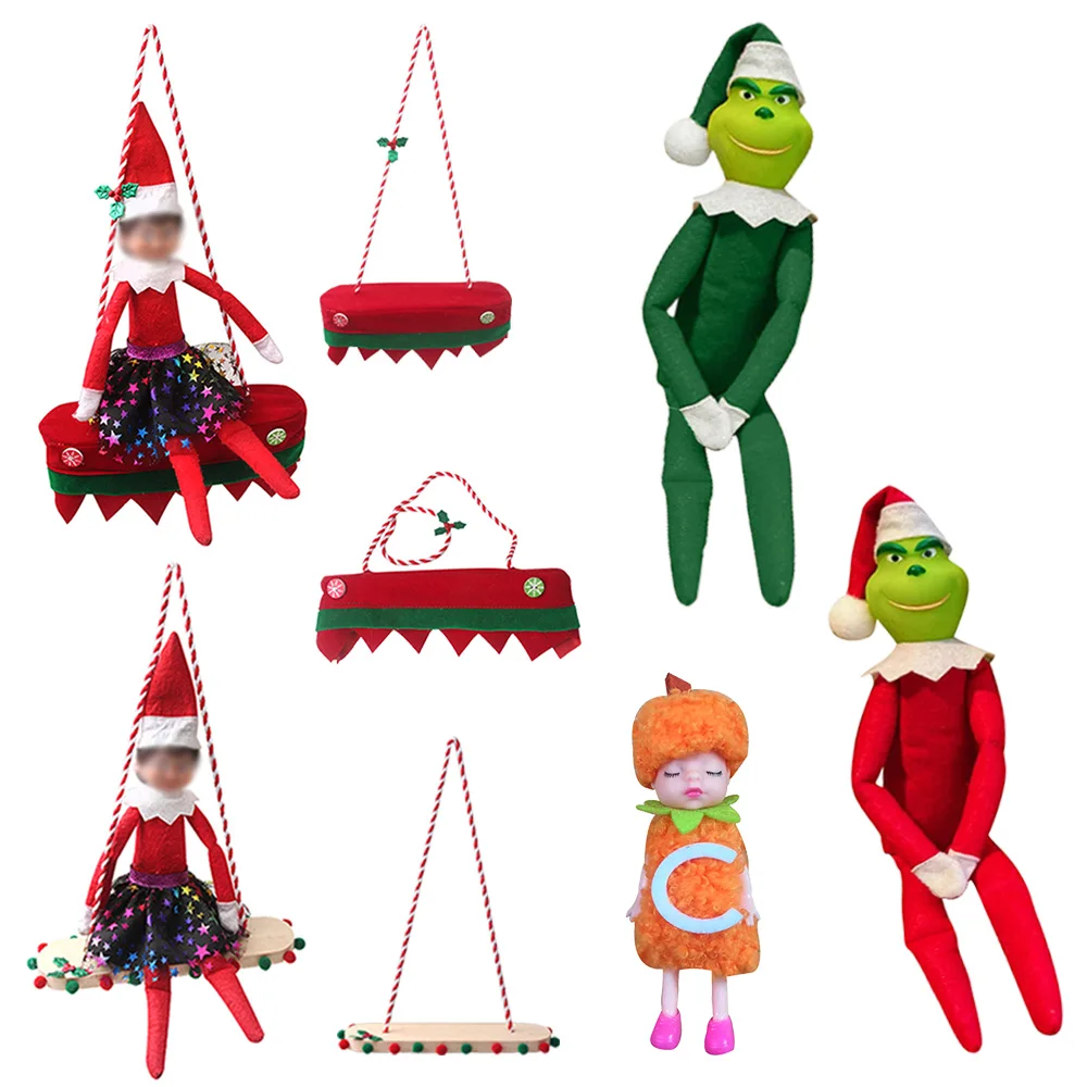 

1:12 Dollhouse Christmas Elf Doll Green Monster Christmas Decorations Swing Hammock Halloween Pumpkin Doll DIY Doll Accessories