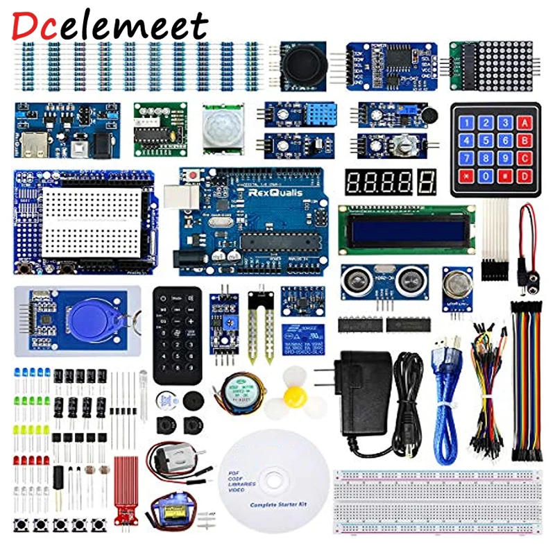 Free Shipping Complete Starter Kit Based on Arduino Detailed Free Tutorial Compatible with Arduino IDE (67 Items)