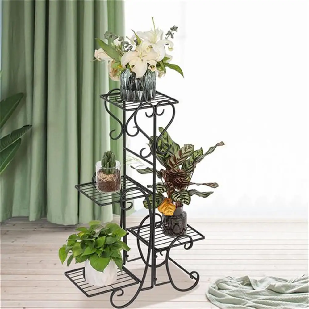

US Stock 4-tier Metal Shelves Flower Pot Plant Stand Display For Indoor Outdoor Garden Local Delievery