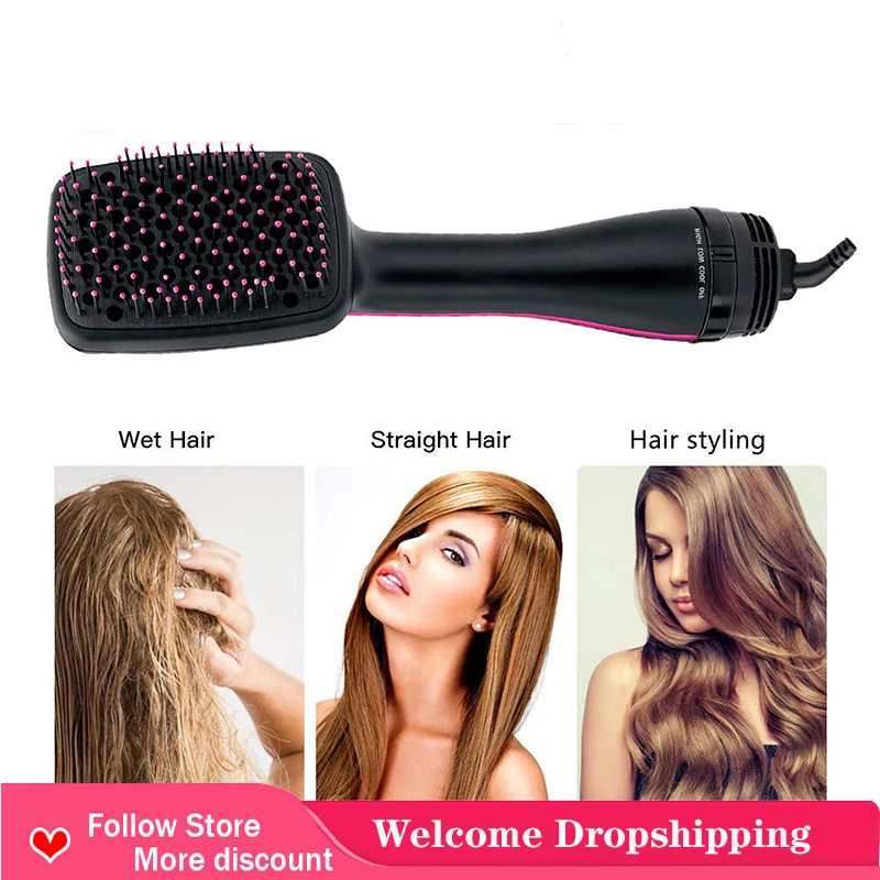 

2021 профессиональная машинка для стрижки волос щетка 2 в 1 электрический фен для волос щетки фен Укладка волос, расческа для завивки волос ста...