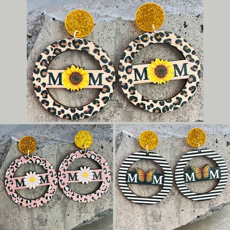 

Shiny Hollowed-out Sunflower Earrings For Women Personalized Daisy Butterfly Leopard Stripe Vintage Jewelry Earrings