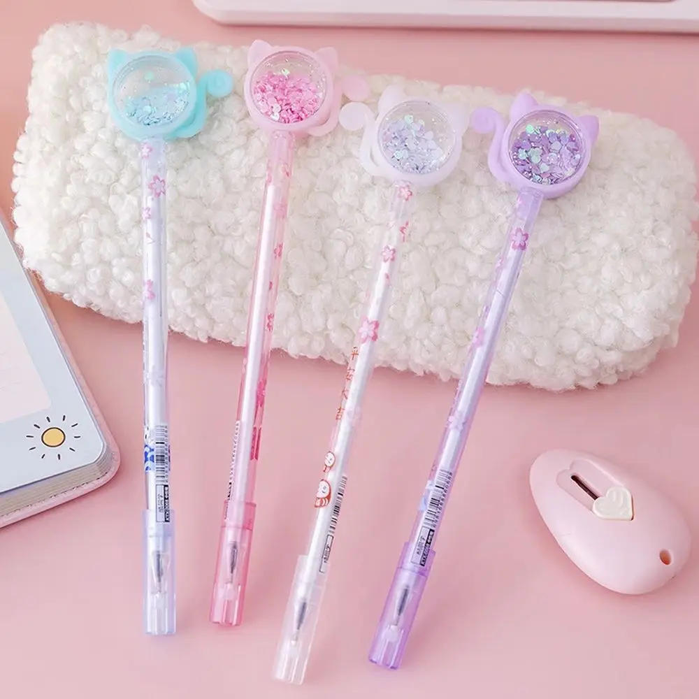 

Cartoon Stationery Neutral Pen Student Sequins Decorate Signature Pen Writing Pen Black Ink Pen Multicolor Cat Gel Pen