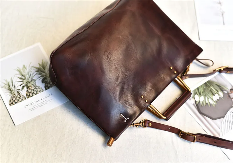 Fashion simple genuine leather ladies handbag vintage real cowhide women daily work weekend party shoulder messenger bags