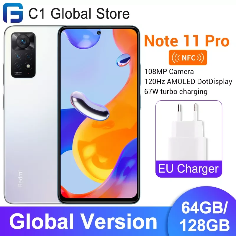 Смартфон Xiaomi Redmi Note 11 Pro 64 ГБ/128 ГБ Восьмиядерный процессор MTK Helio G96 камера 6 67 МП