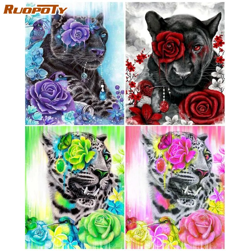 

RUOPOTY Diamond Painting Tiger Full Drill Square New Arrival 5D Diamond Embroidery Animal Cross Stitch Mosaic Diy Handmade Gift