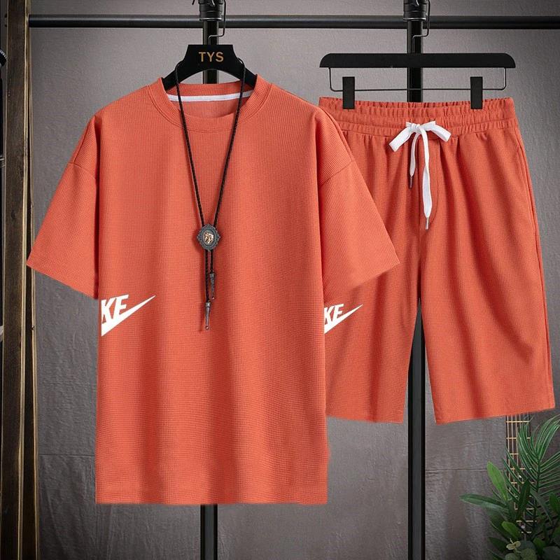 Men's Sets Fashion Korean Tracksuit Men Short Sleeve T Shirts+Sport Shorts Suit Men Casual Men Clothing Mens Joggers Sets Summer