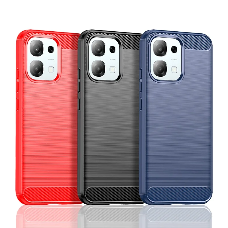 Фото Чехол для OPPO A6 5G, защитный бампер, противоударный, из углеродного волокна, мягкий силиконовый чехол-накладка для OPPO A6 5G №1