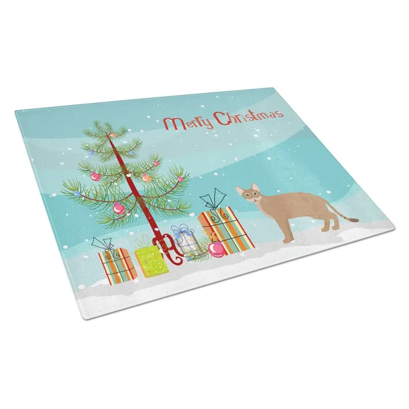 

Treasures CK4584LCB Chausie Cat Merry Christmas Glass Cutting Board Large, 12H x 16W, multicolor