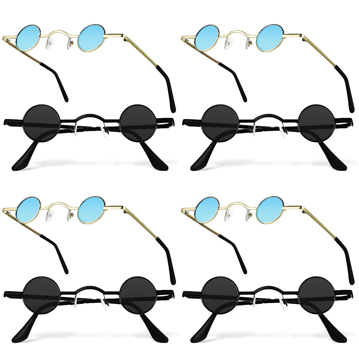 

8 шт., мужские круглые солнцезащитные очки в металлической оправе