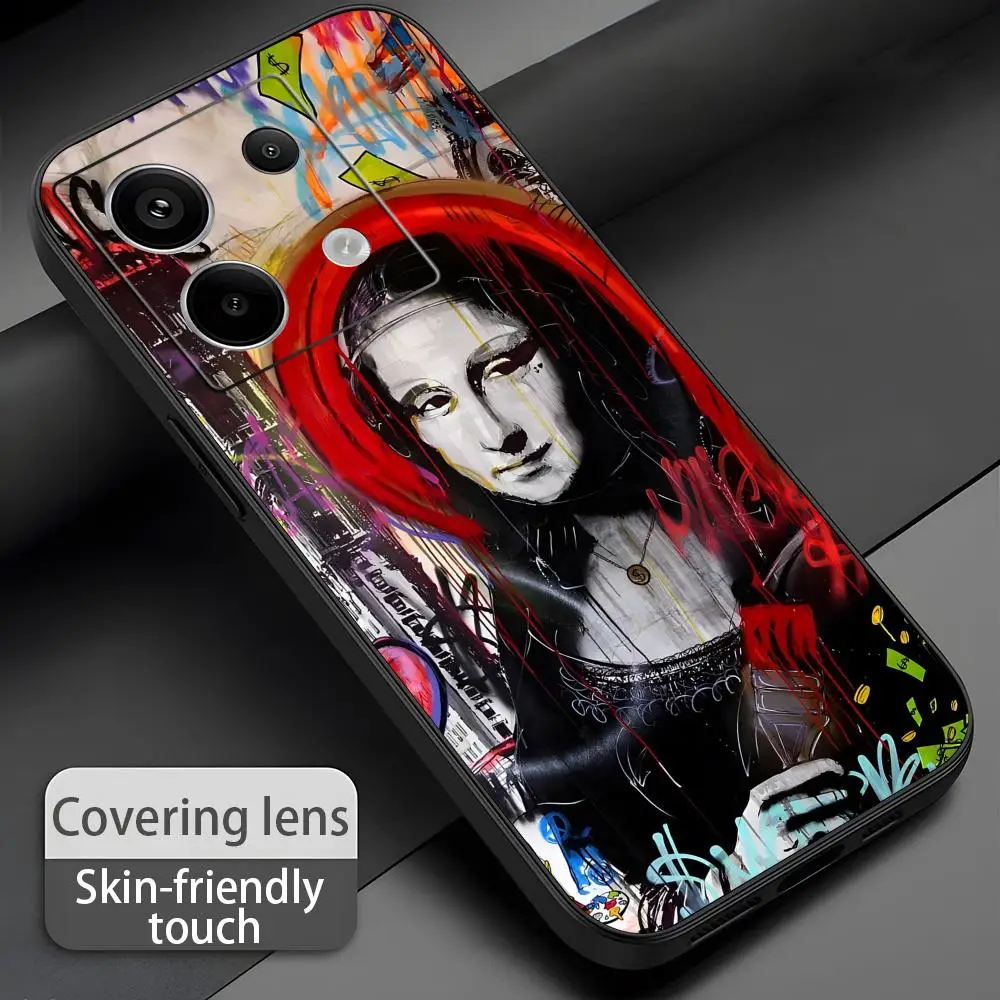 Фото Чехол для телефона с граффити Бэнкси для Redmi Note 14 13 12 11 Pro Plus S 5G 14C A3, мягкий черный чехол для телефона №2