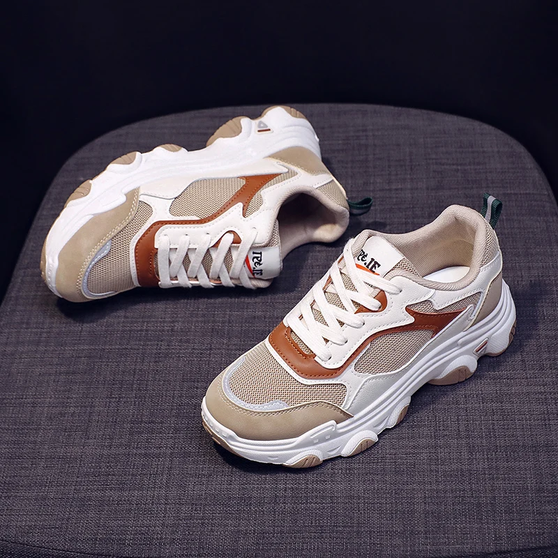 

Кроссовки женские износостойкие, Вулканизированная подошва, Повседневная модная Уличная обувь, Нескользящие, массивные, 40 цветов, на весну