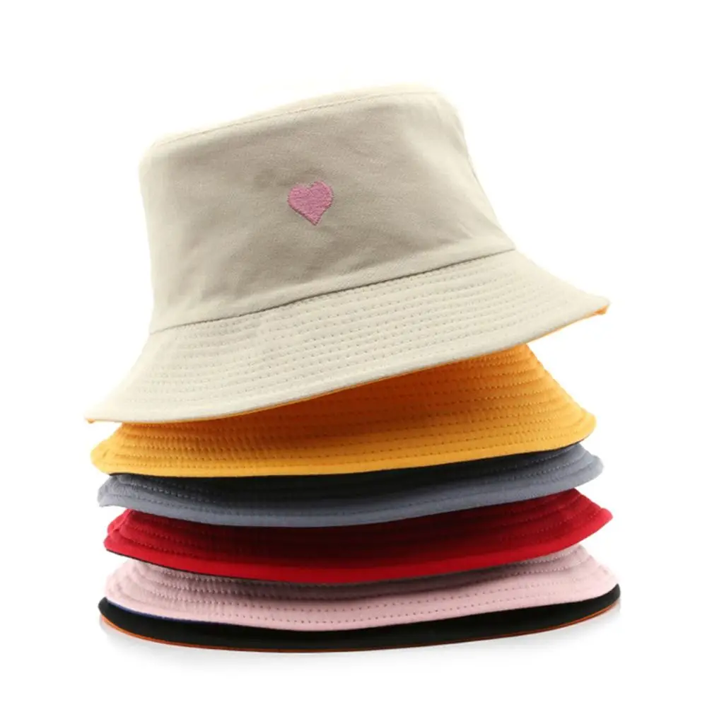 

Spring Summer Bucket-Hat Women Stylish Sunshade Couples Sunhat Men Fashion Love Embroidery Double Sided Fisherman Hat 2023 new