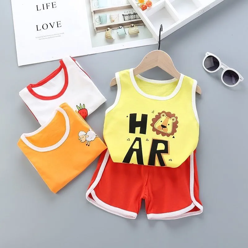 

Костюм детский летний из жилета и шортов без рукавов, на возраст 1-3-5 лет