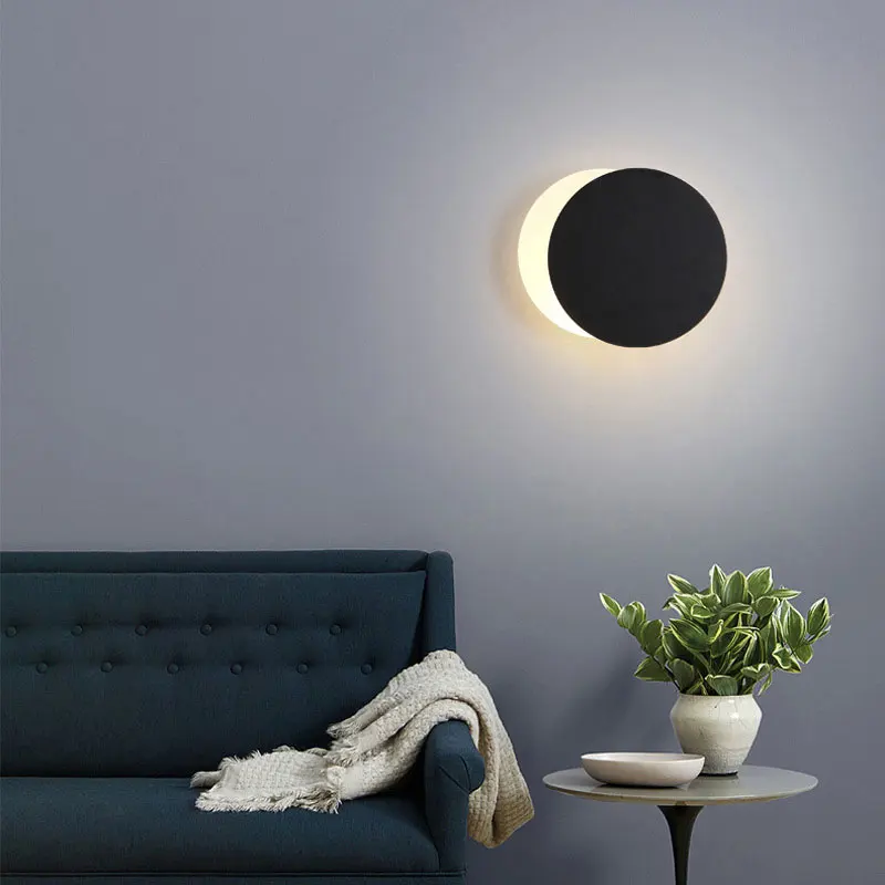 

modern minimalist solar eclipse wall lamp living room bedroom bedside home decor lamps hotel corridor staircase LED sconces