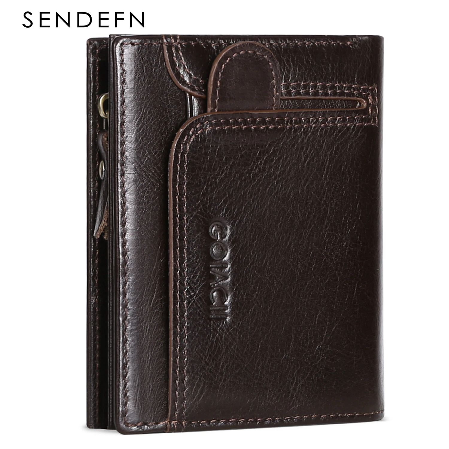 Wallet for Men Genuine Leather RFID Cards Holder Purse Fashion Slim Casual Wallets with Coin Pocket Male 2023