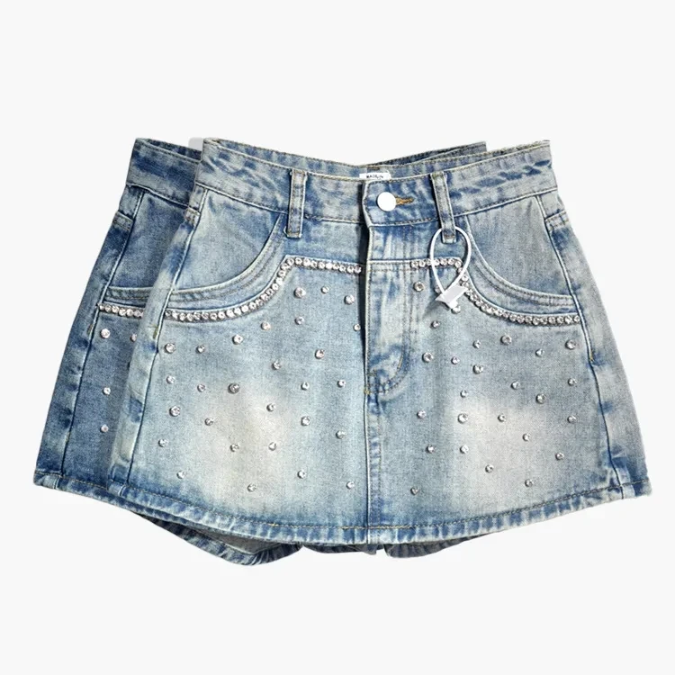 

Женская юбка-карандаш с высокой талией и кристаллами