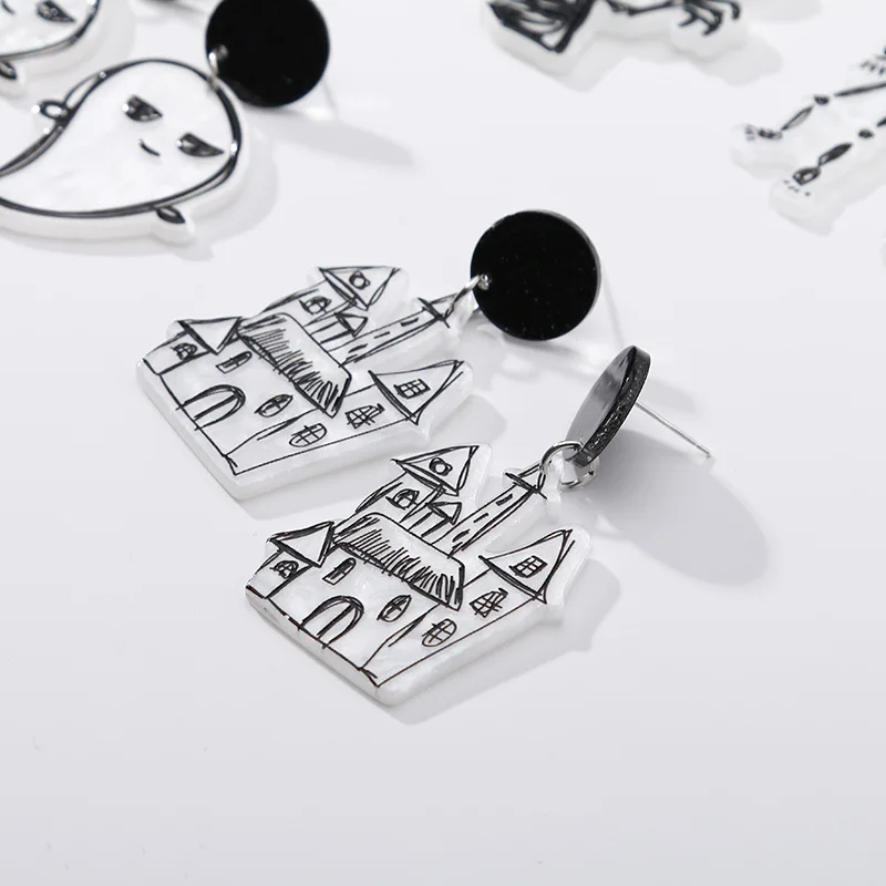 Милые маленькие висячие серьги с призраками для женщин яркие цветные