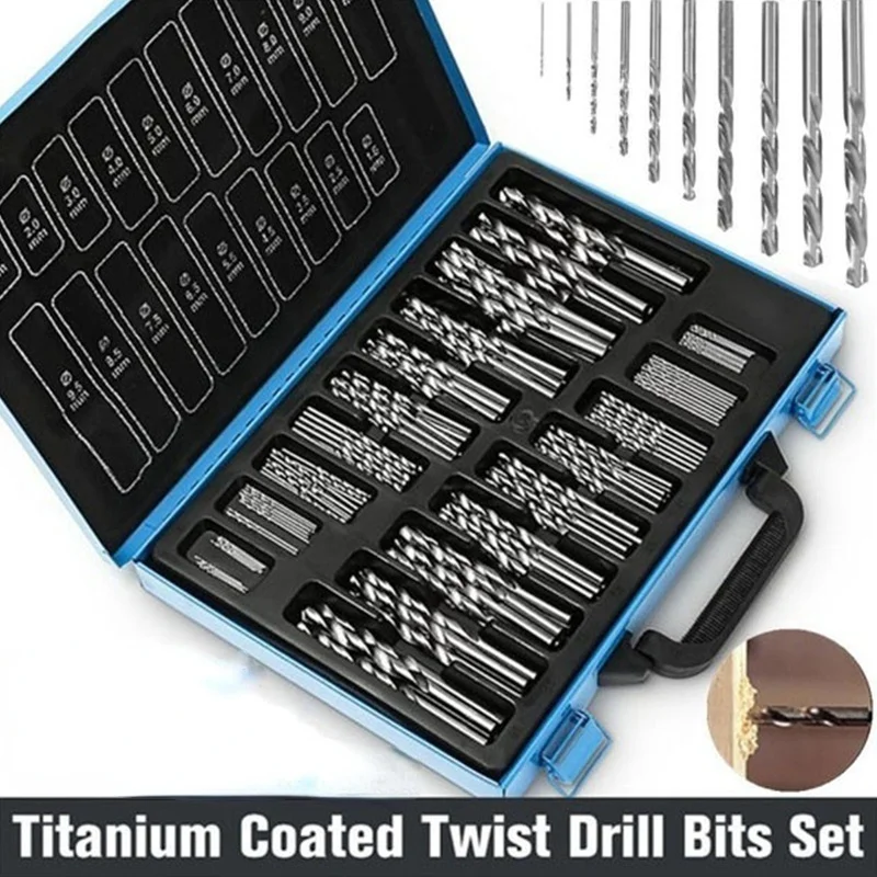 200/100pcs Titanium Coated Drill Bits Set HSS Mini Extractor Drill Bit 1/1.5/2/2.5/3mm For Metal Wood Aluminum Drilling Tools