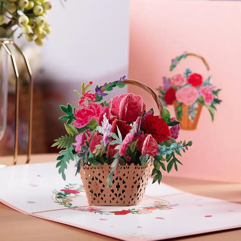 Бумажная Цветочная открытка для мамы Креативные 3D Поздравительные открытки с