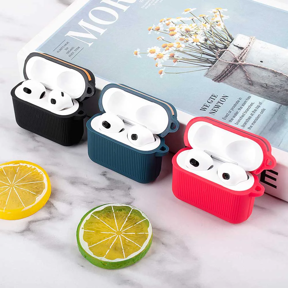 

Мягкий чехол для наушников из ТПУ для Apple Airpods 3, однотонный силиконовый защитный чехол для чемодана, чехол для наушников с пряжкой для Airpods 3