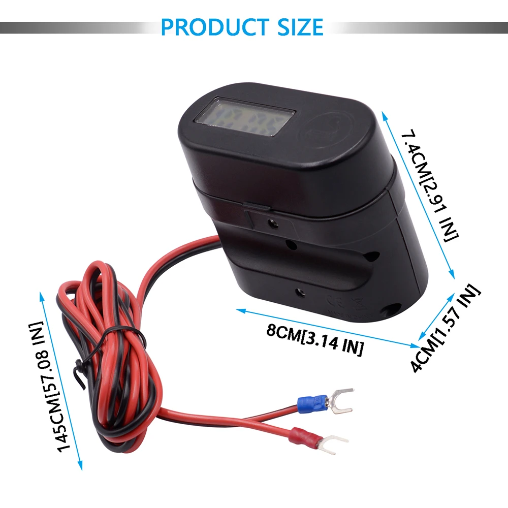 Прикуриватель мотоциклетный с двумя USB-портами вольтметром и цифровыми часами |
