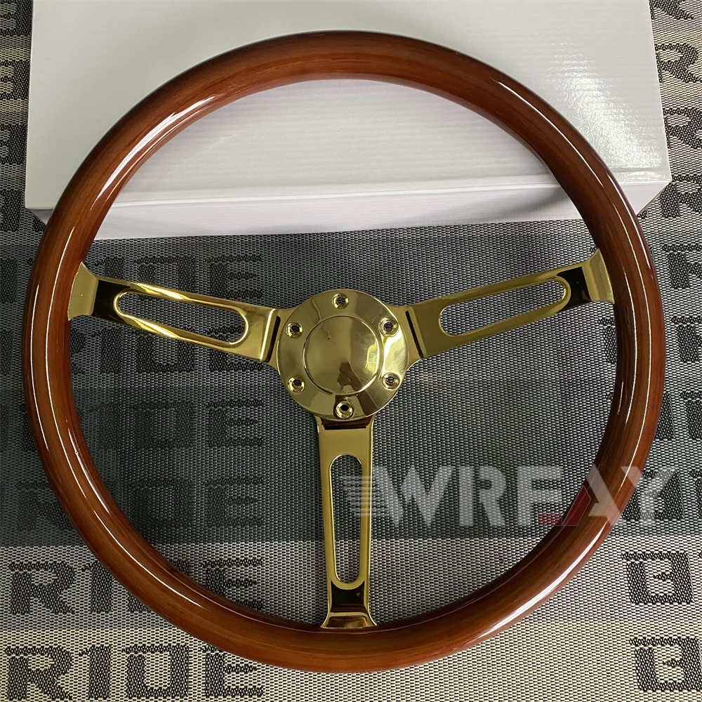 

Рулевое колесо из натуральной древесины в стиле ретро, 15 дюймов, с длинным отверстием, серебристые, хромированные железные спицы, винтажные, 380 мм, без логотипа
