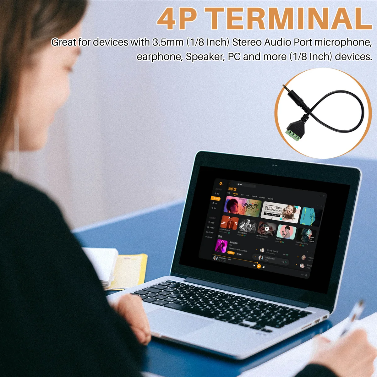 Адаптер с винтовой клеммой 3 5 мм акустический кабель 4-жильный стерео TRRS