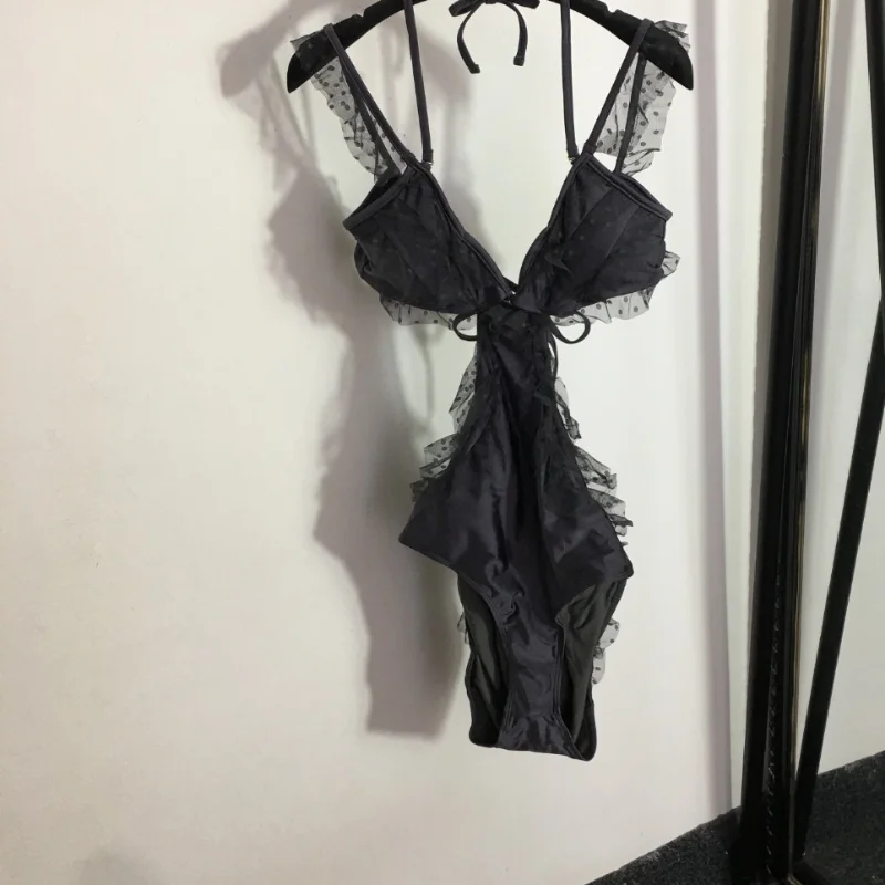 

Dot Mesh Sling One-piece Swimsuit Bikinis Set
